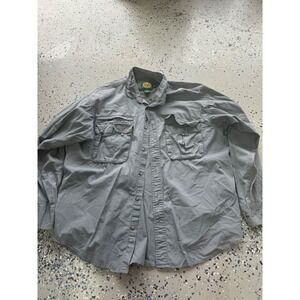 Cabela's Button Up Shirt Outdoor Workwear Pockets‎ Gray Large